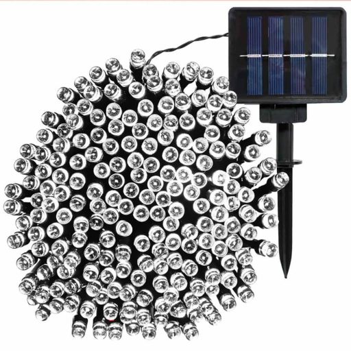 Lampki solarne, ozdobne, 100 diod LED-20 metrowy-zimna biel