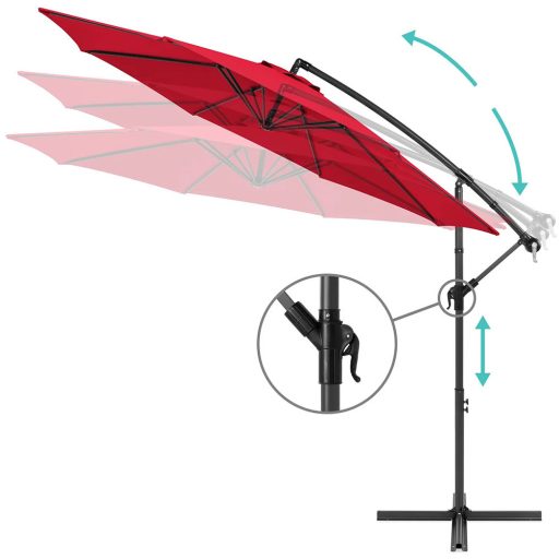 Parasol ogrodowy, wiszący, 2,7 m - dostępny w kilku kolorach-czerwony