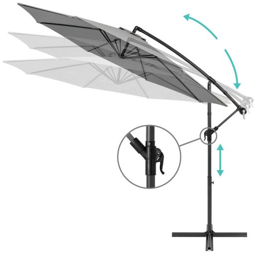 Parasol ogrodowy, wiszący - szary