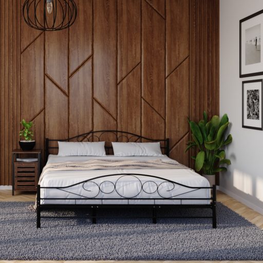 Metalowa rama łóżka Mimi ze stelażem w prezencie, dostępne w kilku wymiarach i kolorach-140x200 cm-owa-czarna