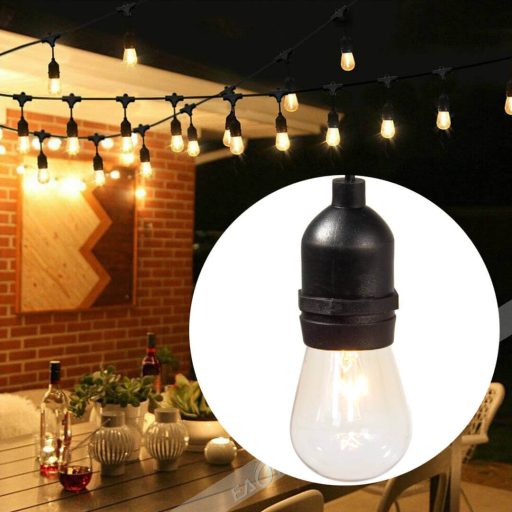 Sznur świetlny LED, wodoodporny, 15 lampek z diodami LED, gwint E27, 14,6 m, barwa światła ciepła biel