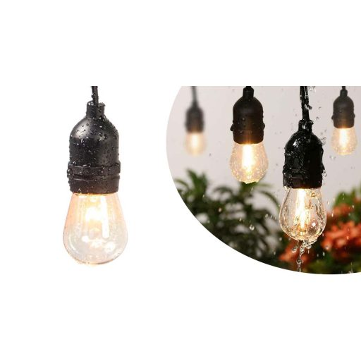 Sznur świetlny LED, wodoodporny, 15 lampek z diodami LED, gwint E27, 14,6 m, barwa światła ciepła biel