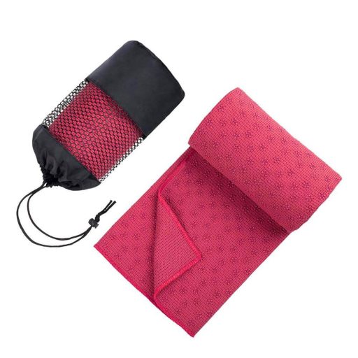 Antypoślizgowy ręcznik do jogi z torbą w prezencie-pink