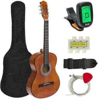  Gitara akustyczna dla początkujących, z tunerem w prezencie, w 2 kolorach-brązowa