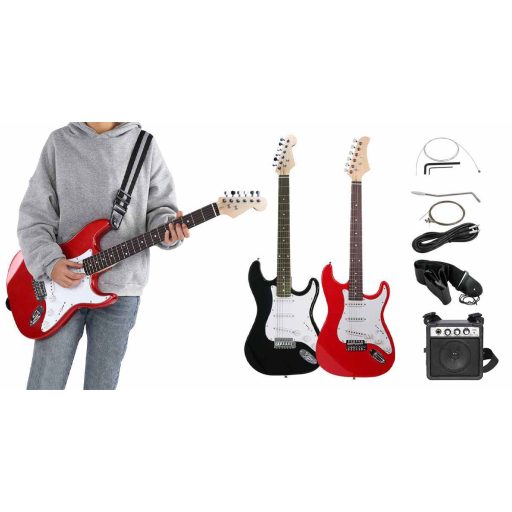 Gitara elektryczna dla początkujących, ze wzmacniaczem w prezencie-czerwona