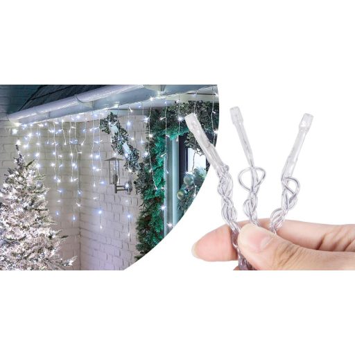 Kurtyna świetlna, sople LED-owe, w 2 rozmiarach, zimna biel-230 LED-owy