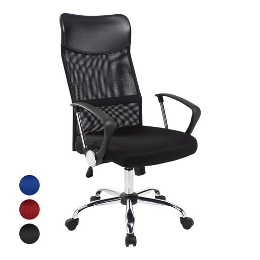 Ergonomiczne krzesło biurowe z podwyższonym oparciem, w 3 kolorach