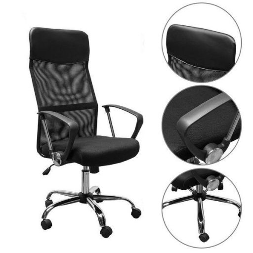 Ergonomiczne krzesło biurowe z podwyższonym oparciem, w 3 kolorach