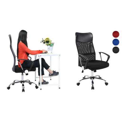 Ergonomiczne krzesło biurowe z podwyższonym oparciem, w 3 kolorach