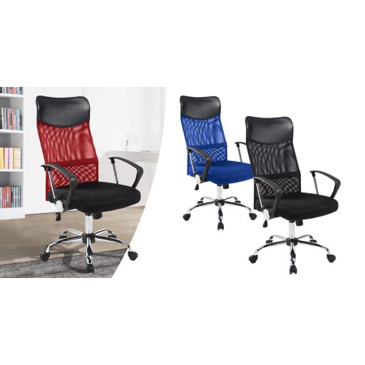 Ergonomiczne krzesło biurowe z podwyższonym oparciem, w 3 kolorach