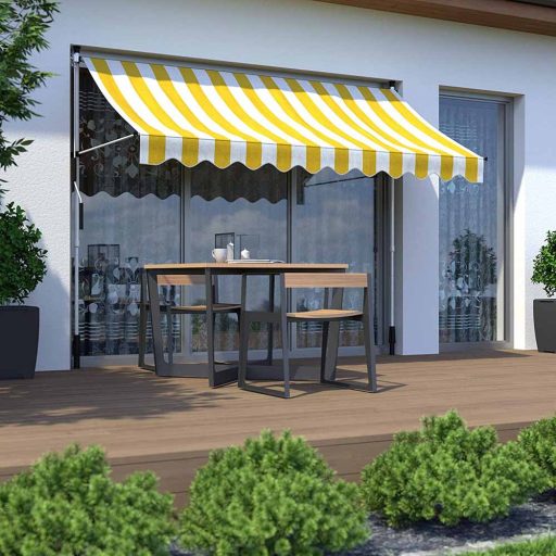 Markiza zwijana, dostępna w kilku wielkościach i kolorach-żółty w kreski-350x120 cm