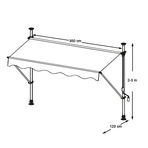 Markiza zwijana, dostępna w kilku wielkościach i kolorach - beżowy, 350x120cm