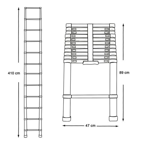 Drabina teleskopowa, aluminiowa, 3 rozmiary-4,1 metrowy