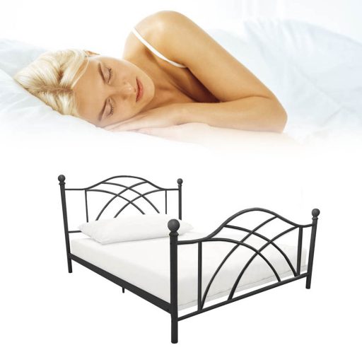 Metalowa rama łóżka Lotti ze stelażem w prezencie, dostępne w kilku wymiarach i kolorach-90x200 cm-owa-czarna