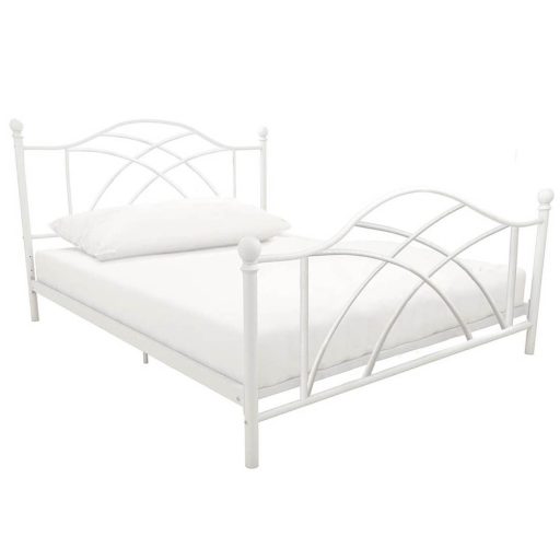 Metalowa rama łóżka Lotti ze stelażem w prezencie, dostępne w kilku wymiarach i kolorach-90x200 cm-owa-biała