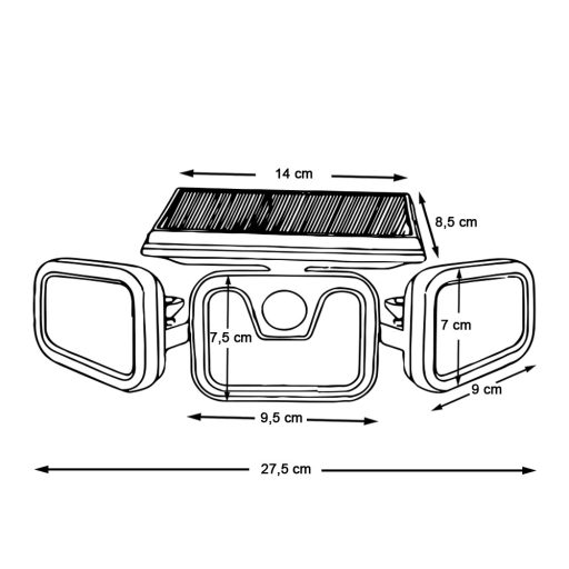 Lampa solarna obrotowa z 3 panelami