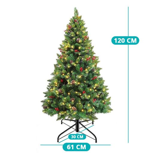 Sztuczna choinka z 100 diodami LED, ciepła biel, 120 cm