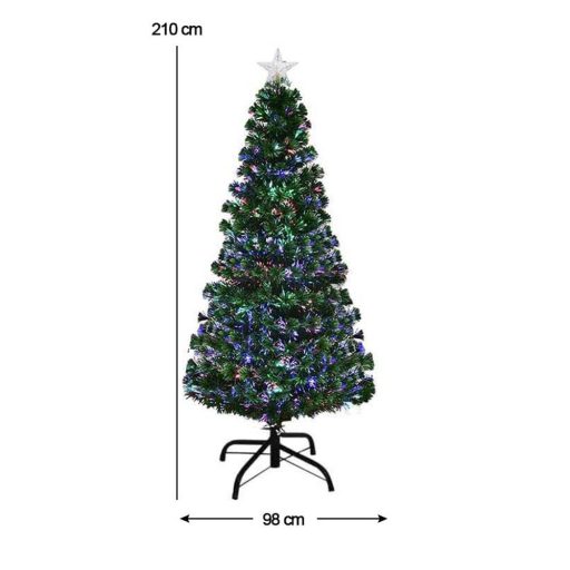 Sztuczna choinka ze światłowodami z kolorowym LED-em w kilku rodzajach-210 cm-owa