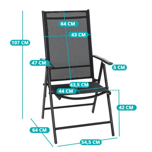Aluminiowe składane krzesło ogrodowe, 2 szt