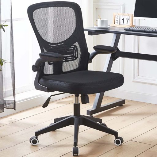 Ergonomiczne krzesło biurowe z podnoszonymi podłokietnikami, czarny 
