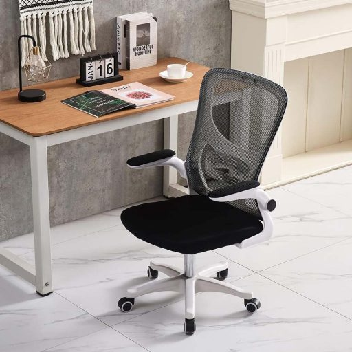Ergonomiczne krzesło biurowe z podnoszonymi podłokietnikami, biały