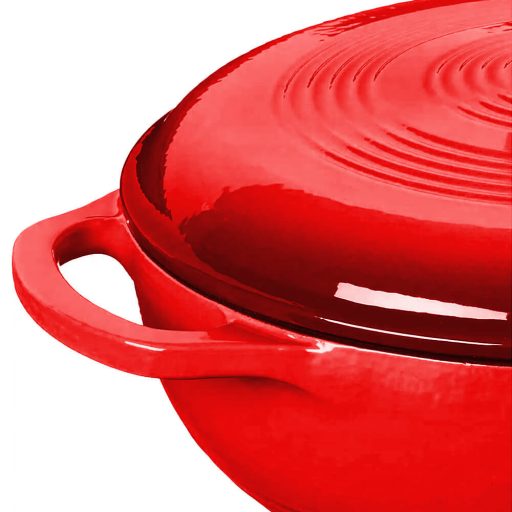 Żeliwny emaliowany garnek z pokrywką 5,7 L, czerwony