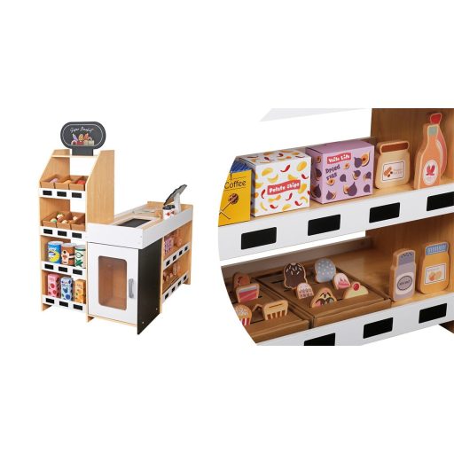 Zabawka, drewniany supermarket z akcesoriami