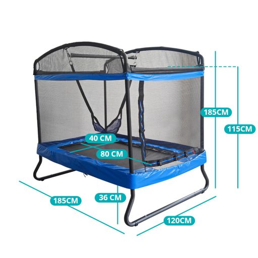 Trampolina dla dzieci z huśtawką i siatką zabezpieczającą