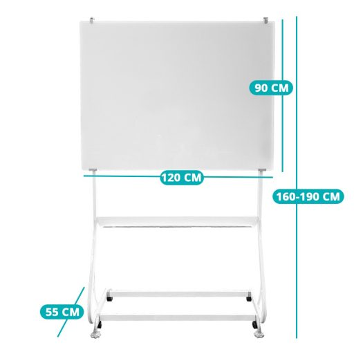 Szklany flipchart magnetyczny na kółkach 120*90 cm 